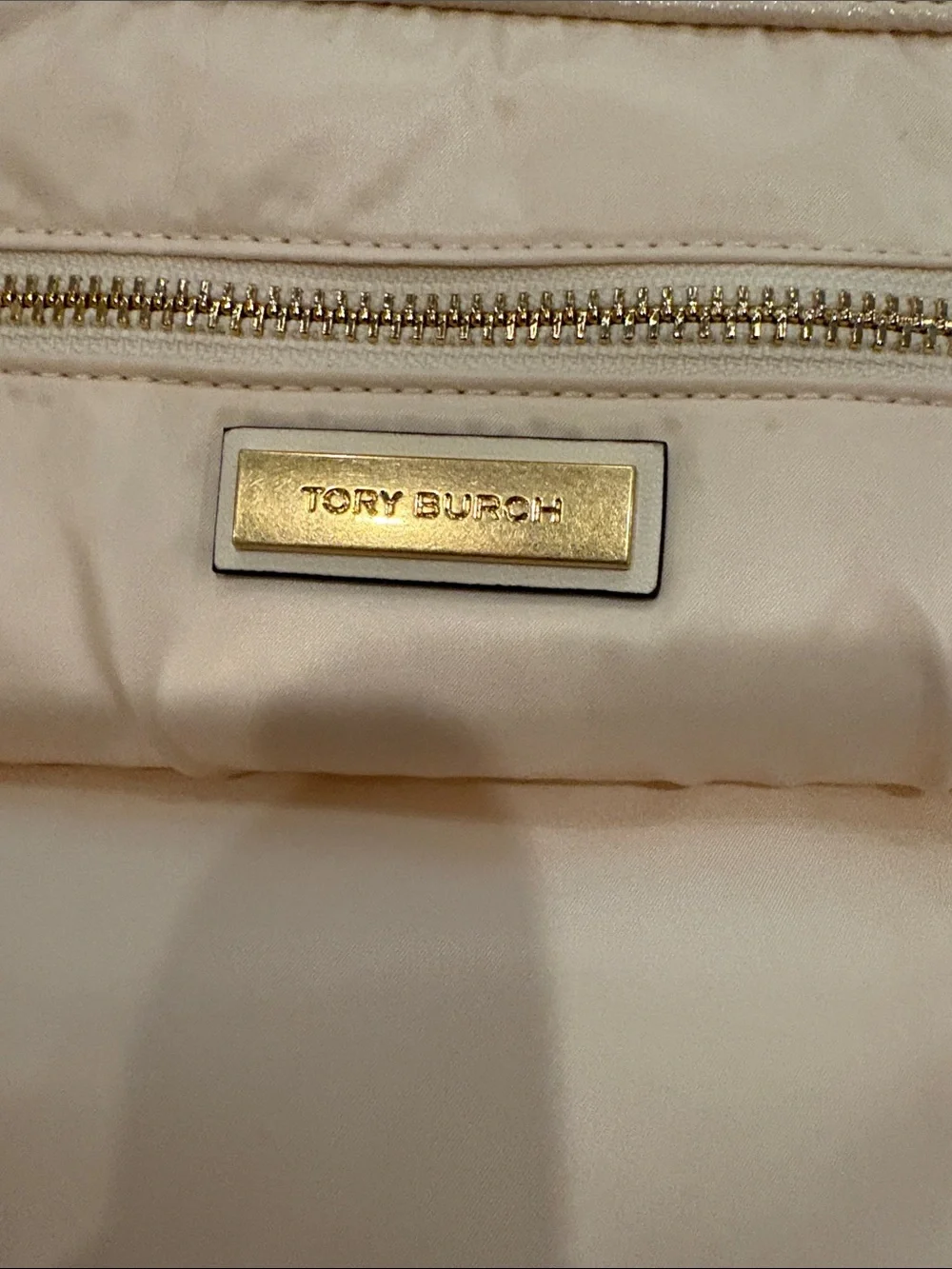 Tory Burch Cream Leather Tote with Gold Chain Straps
